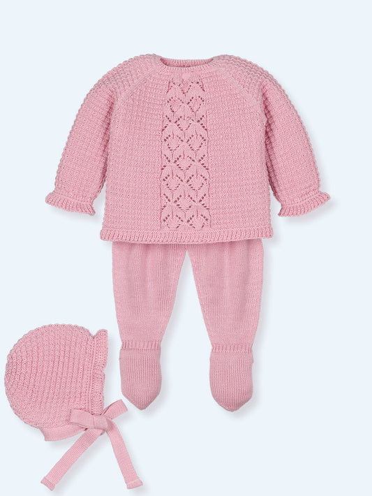 Baby knitwear for newborn girl.