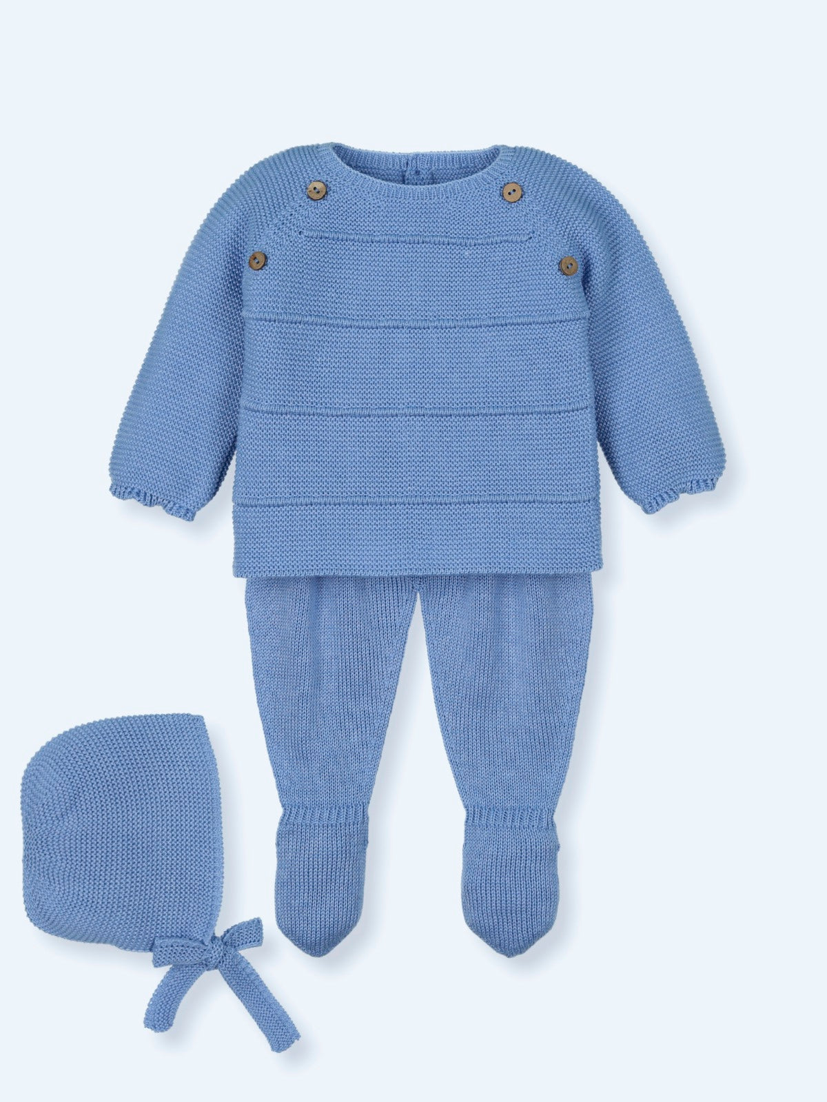 baby knitwear sweater, hat, and leggings set